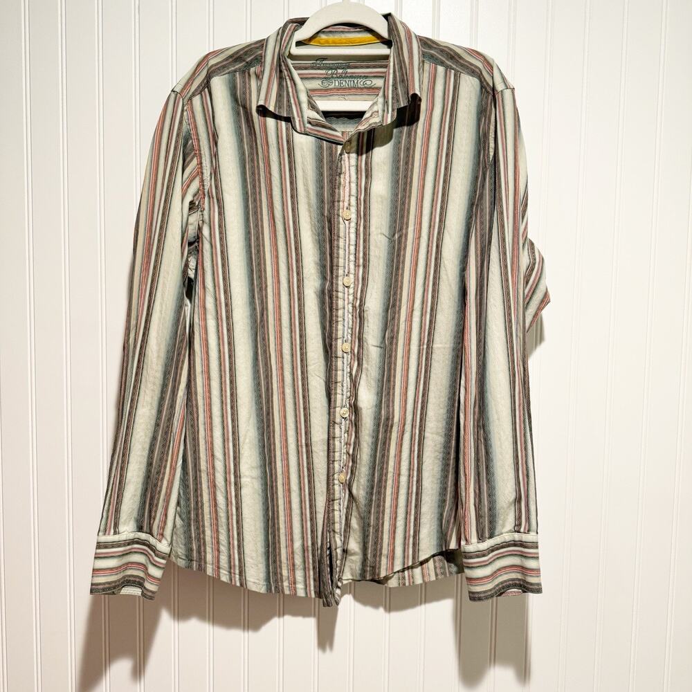 Tommy Bahama Denim Striped Button Up Long Sleeve Mens Large